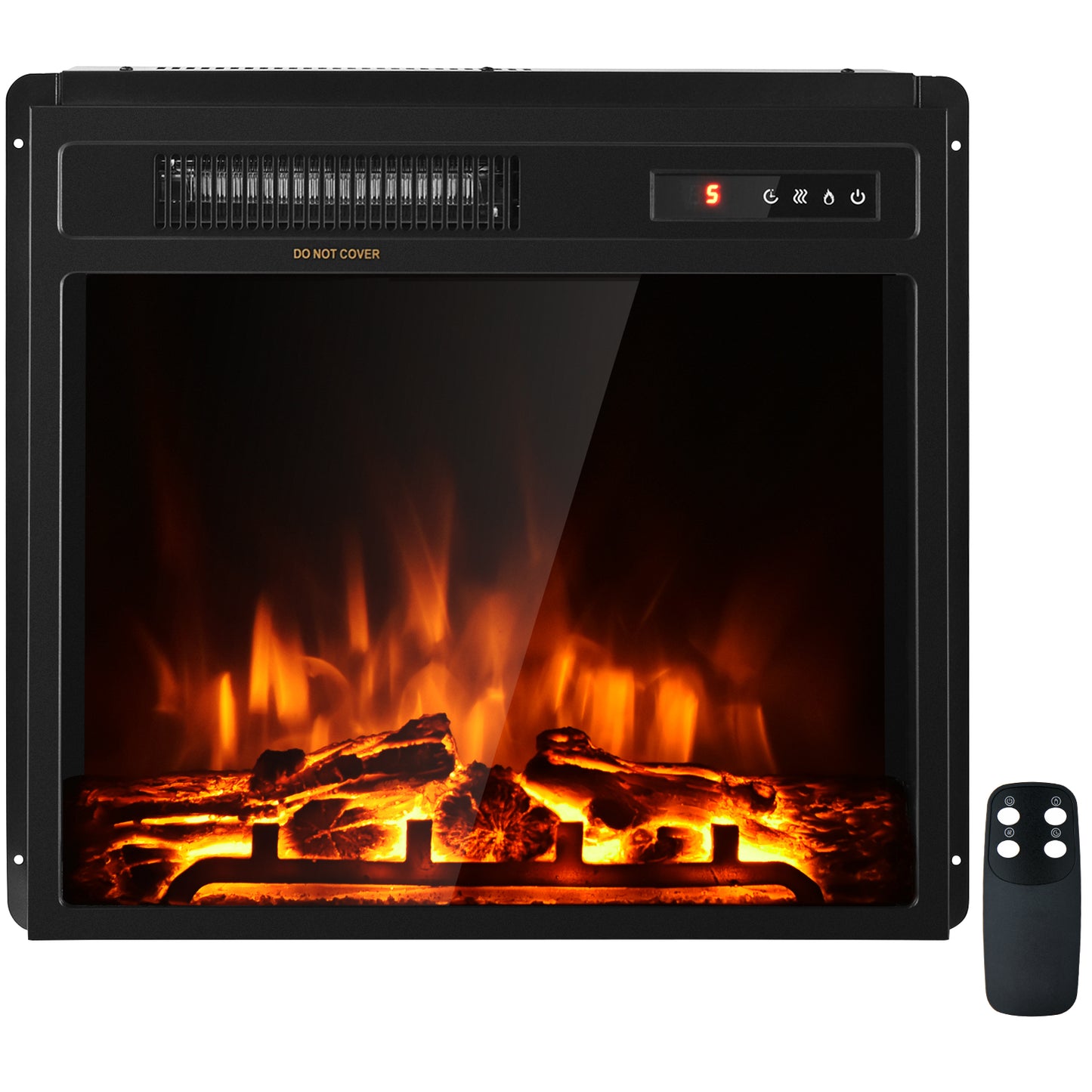 18" Electric Fireplace with 1500W Heating, Freestanding & Recessed Installation