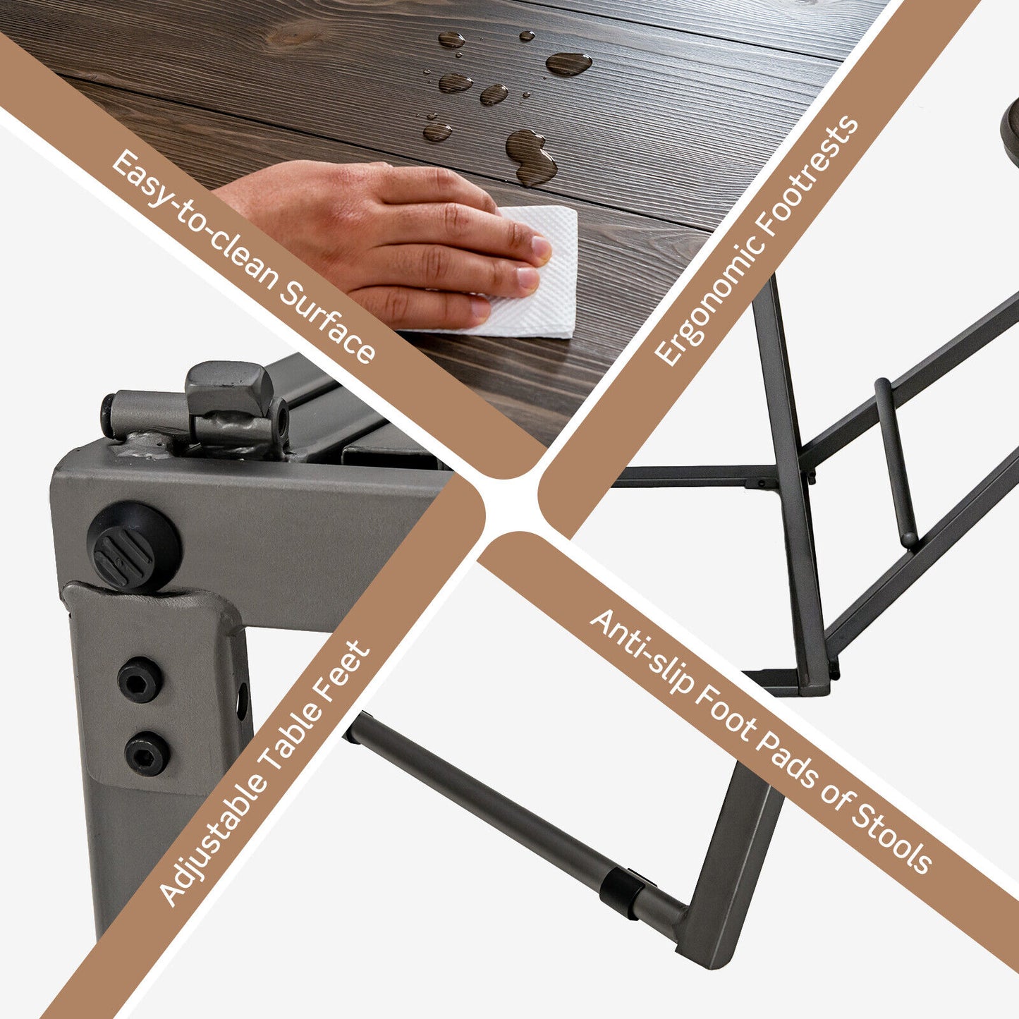 3 Piece Dining Set with Foldable Stools and Round Table Ideal for Small Spaces and Apartments