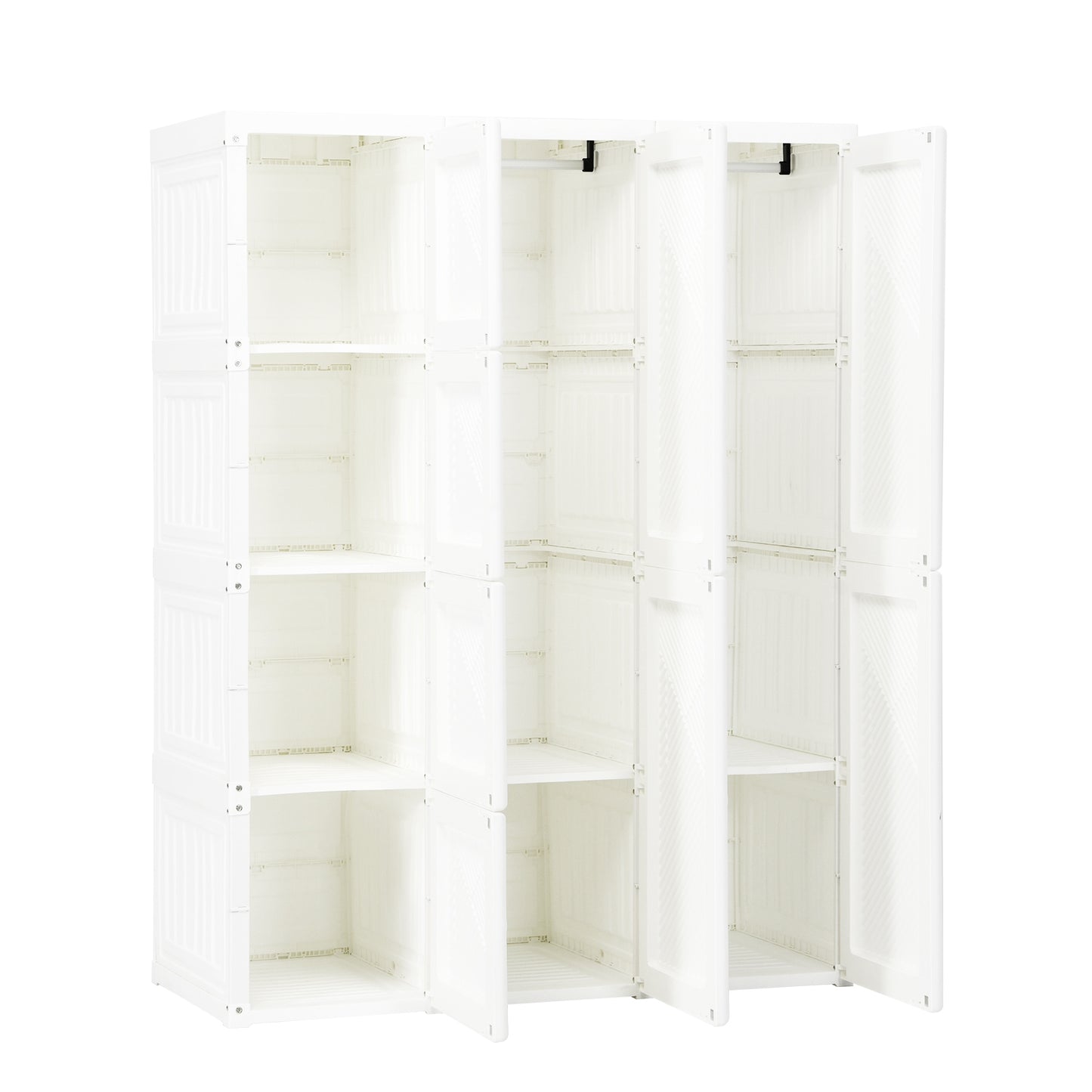 Foldable Closet Organizer with Hanging Rod and 8 Cubby Storage for Clothes and Bedding