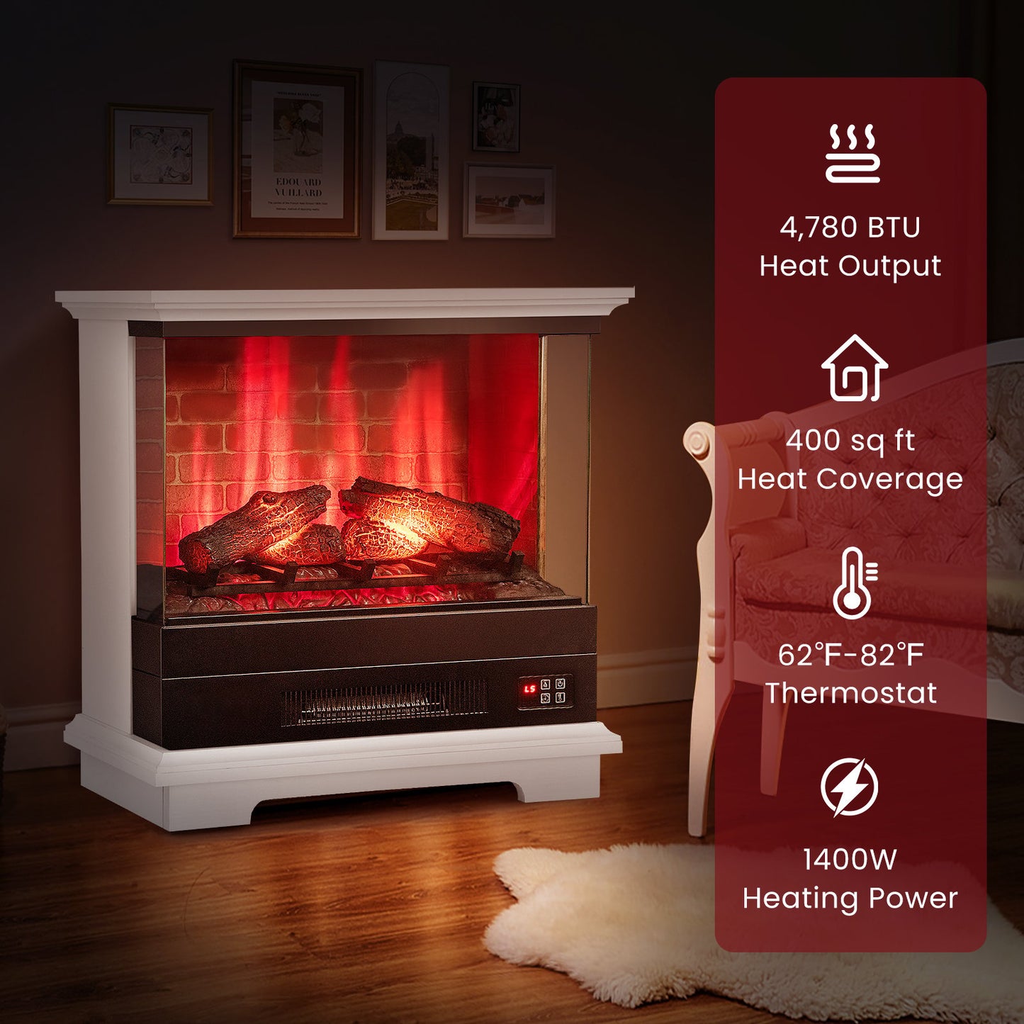 27 Inch Freestanding Electric Fireplace with Remote Control