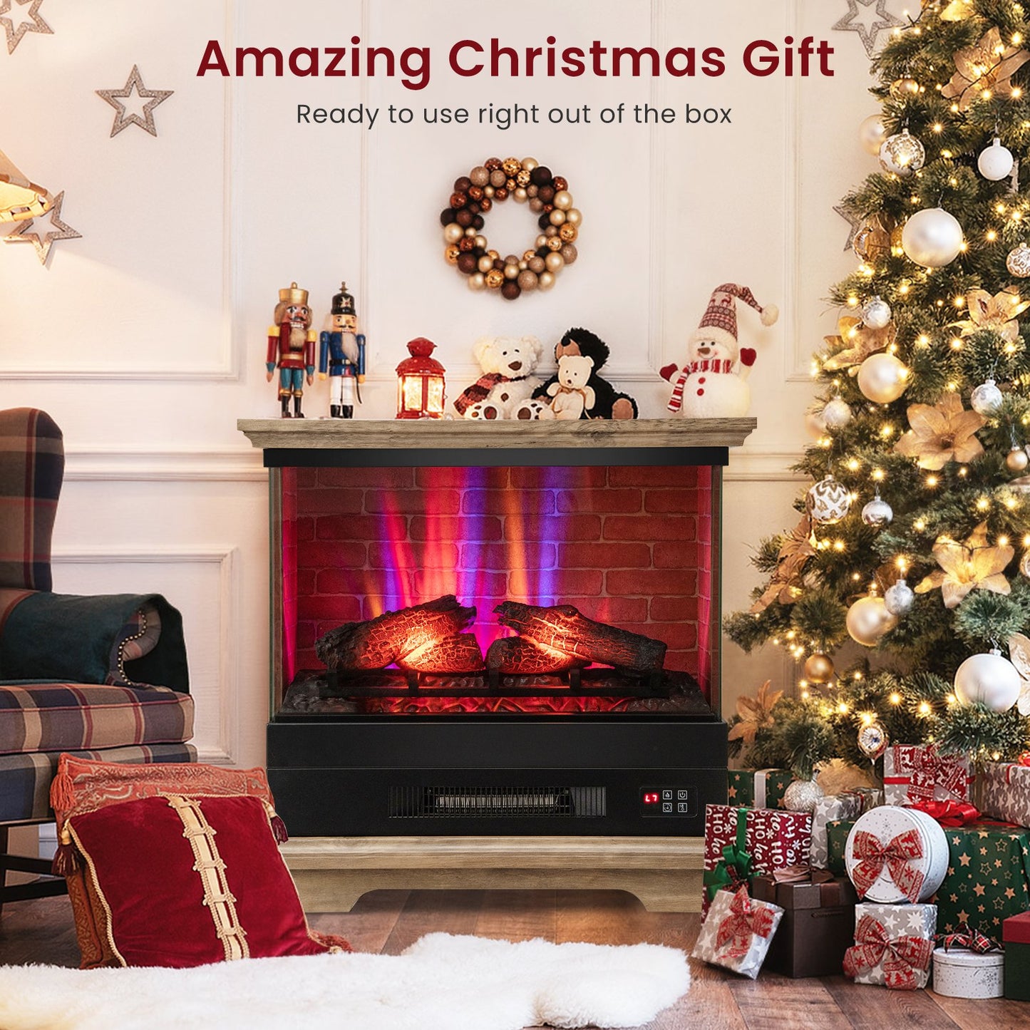 27 Inch Freestanding Electric Fireplace with Remote Control