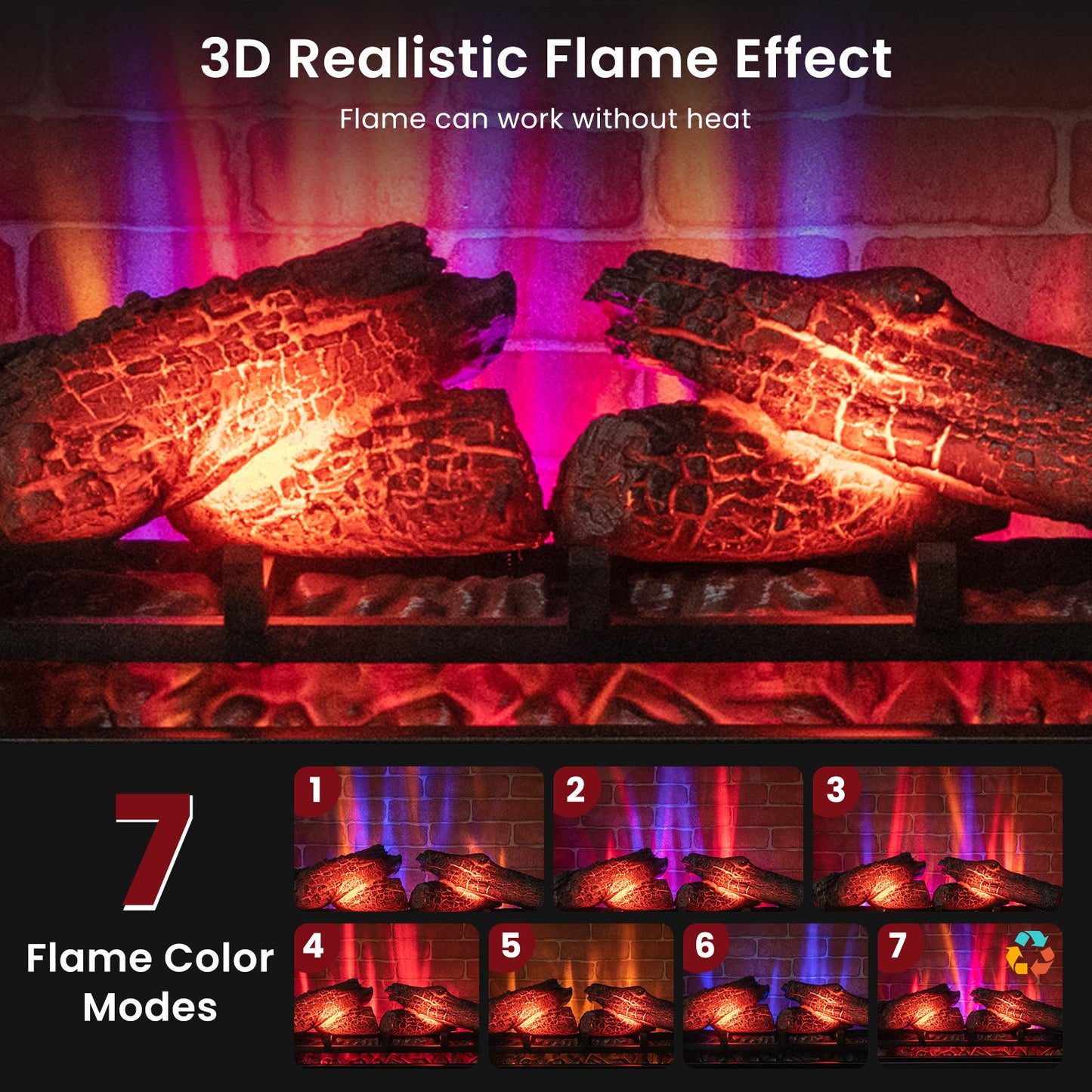 27 Inch Freestanding Electric Fireplace with Remote Control
