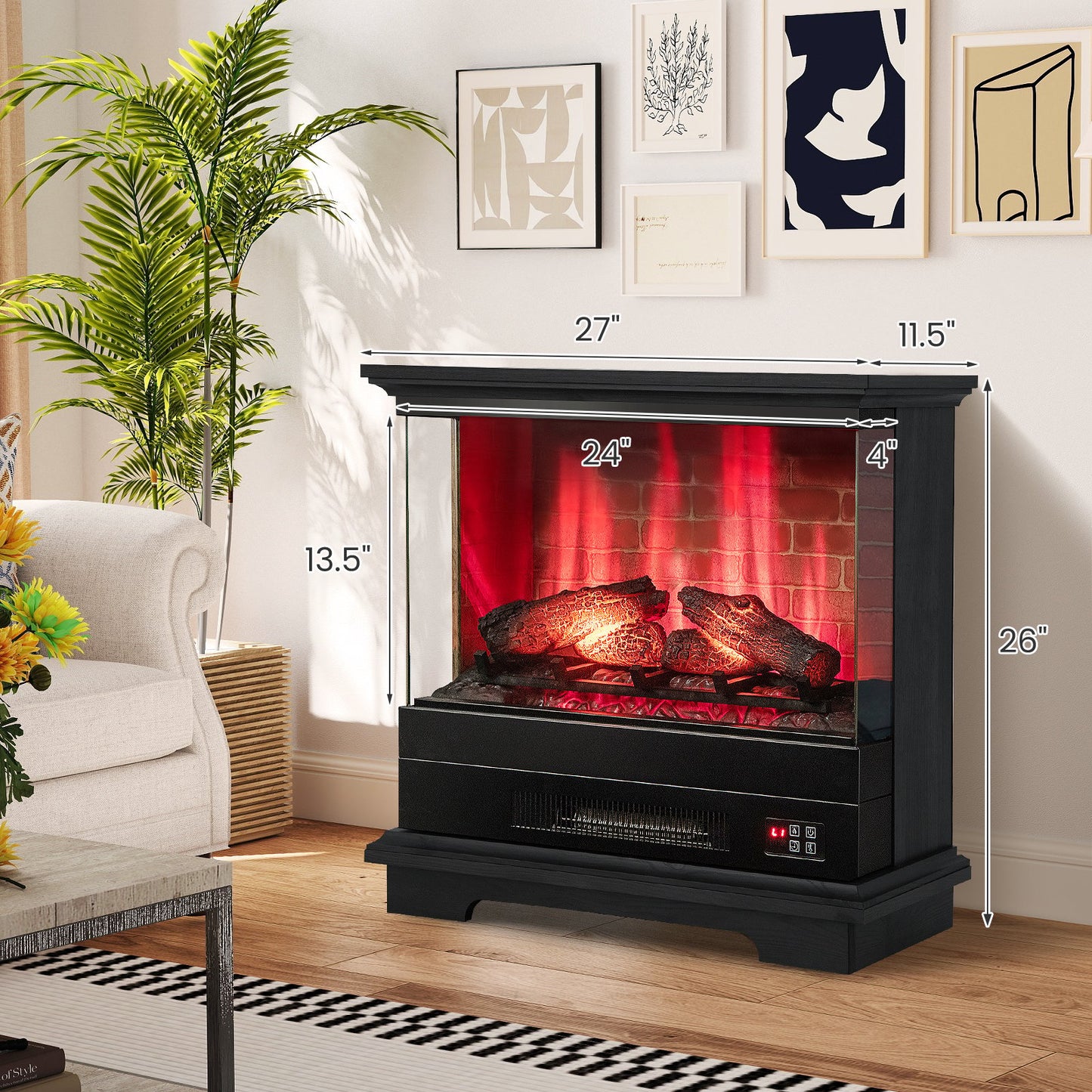 27 Inch Freestanding Electric Fireplace with Remote Control