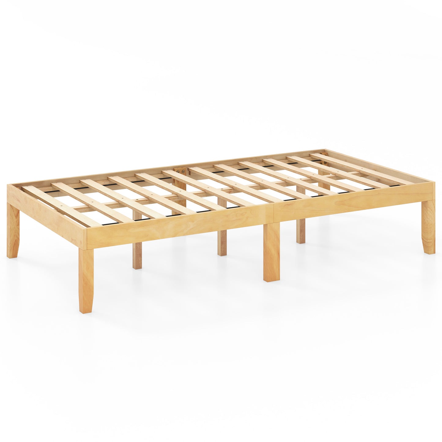 Minimalist Twin Size Wood Platform Bed Frame with Slat Support and 10.5" Underbed Clearance – Natural