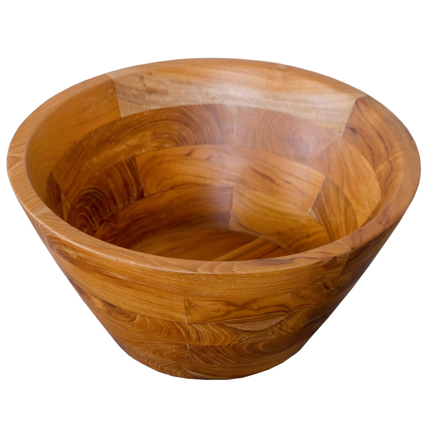 Elegant 16 Inch Teak Wood Washbasin with Drainage Hole and Polished Surface