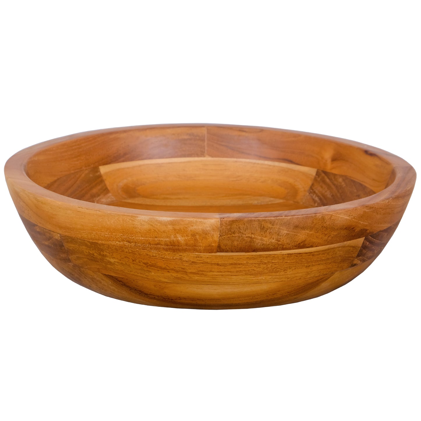 Elegant 16 Inch Teak Wood Round Washbasin with Drainage Hole & Smooth Edges