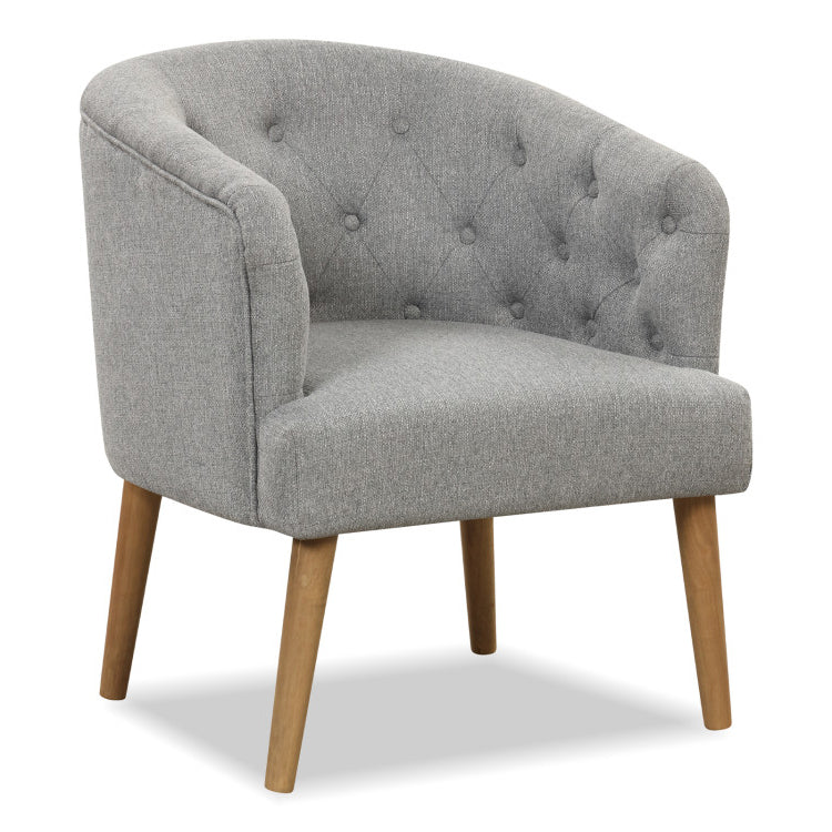 Elegant Upholstered Lounge Chair with Solid Wood Base and Curved Back
