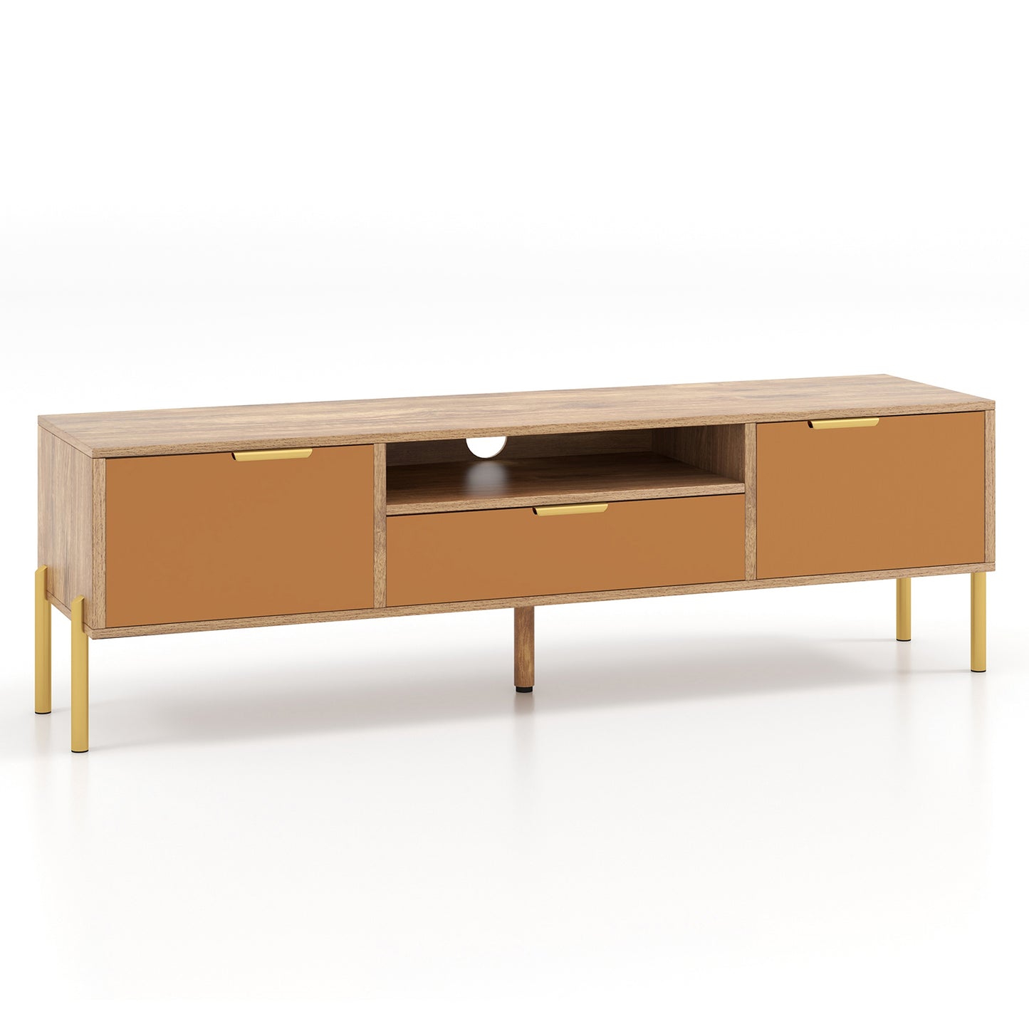 Decorative TV Stand with Mirror Fronts and Storage for 65 Inch Flat Screen TVs