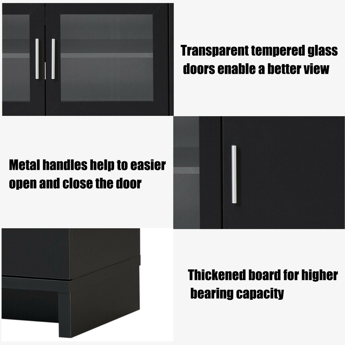 Modern Media Console with Adjustable Shelves for TVs up to 70 Inches – Black