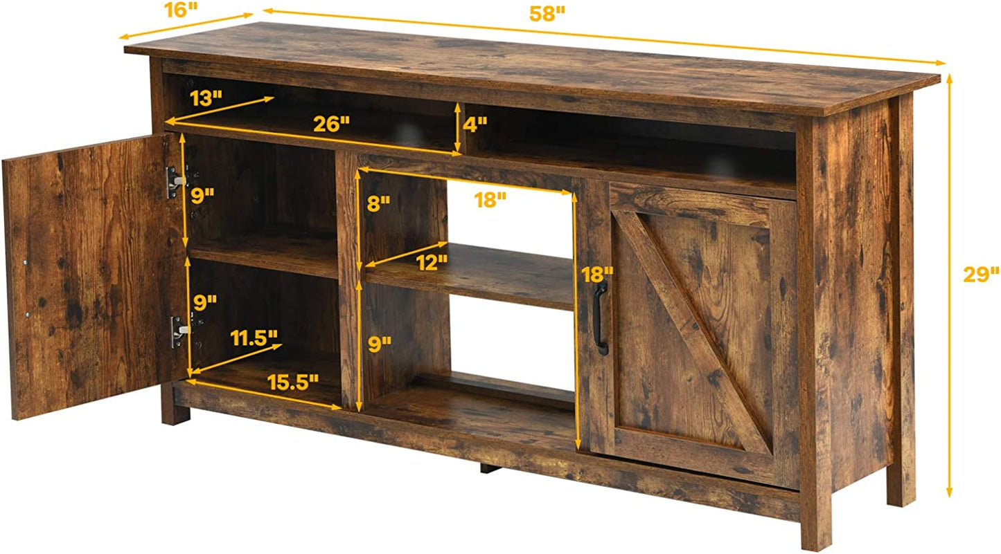 60" Industrial TV Stand with Shelves and Storage Cabinet for TVs up to 65 Inches