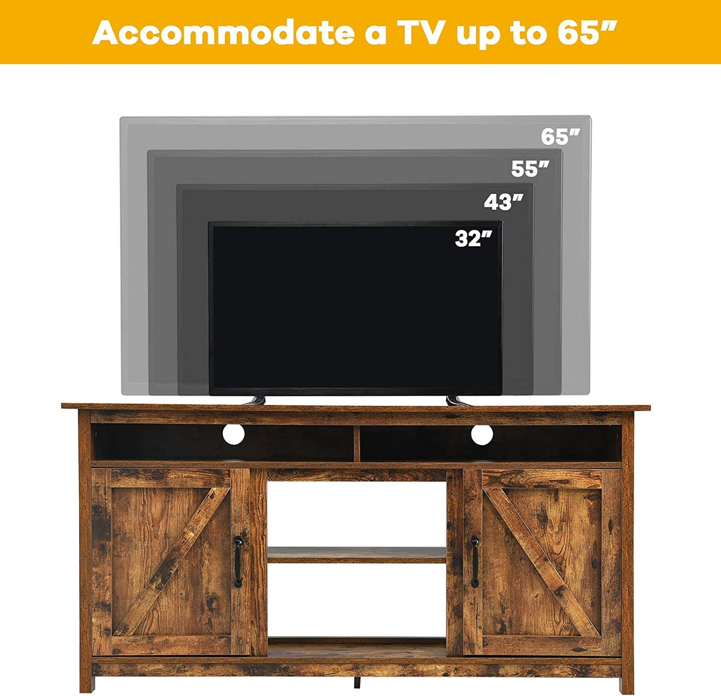 60" Industrial TV Stand with Shelves and Storage Cabinet for TVs up to 65 Inches