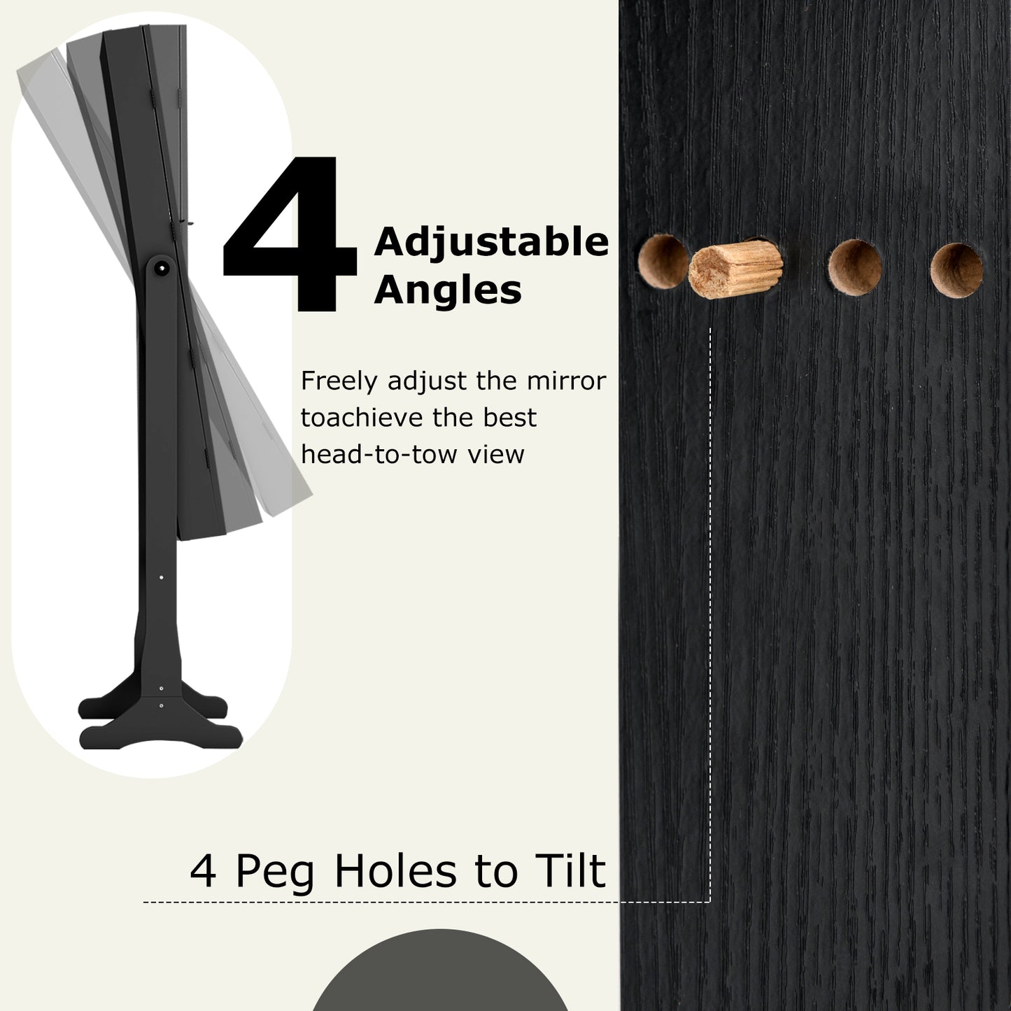 Freestanding Jewelry Armoire with Full-Length Mirror, LED Lighting, Lockable Storage and Adjustable Tilt – Black