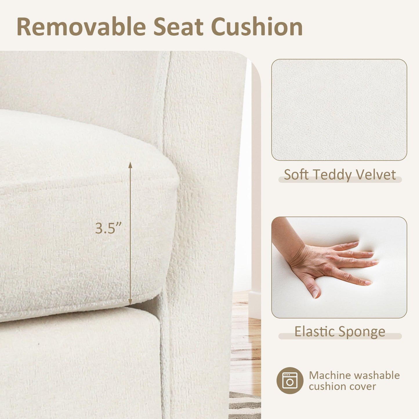 Comfortable Teddy Velvet Club Chair with Ottoman and Supportive Curved Backrest