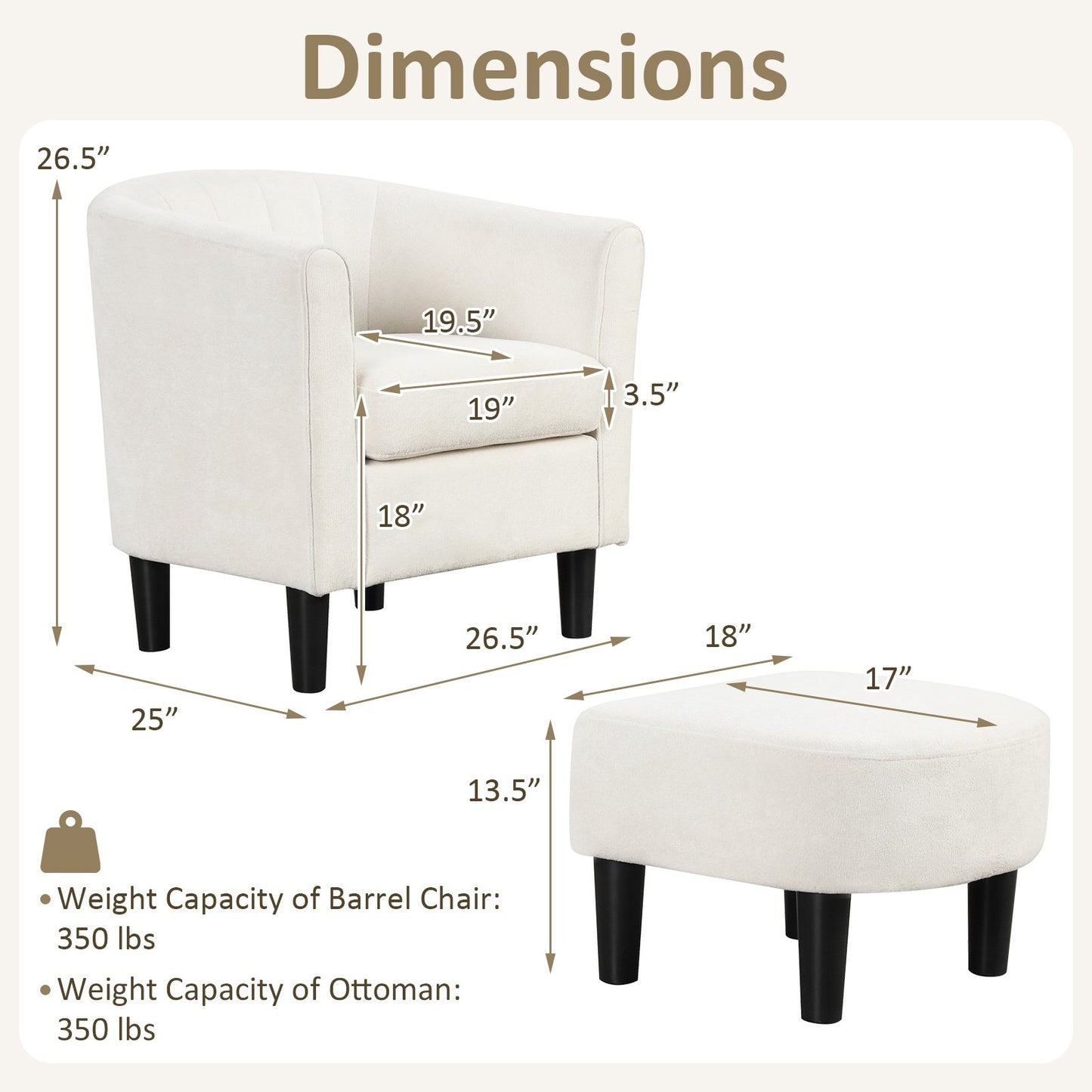 Comfortable Teddy Velvet Club Chair with Ottoman and Supportive Curved Backrest