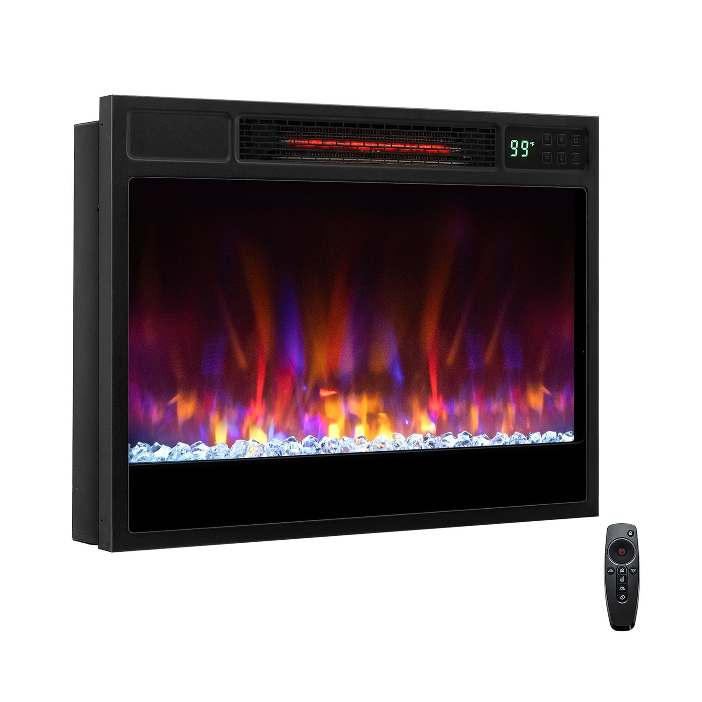23 Inch 1500W Electric Fireplace Insert with Adjustable LED Flames & Remote Control