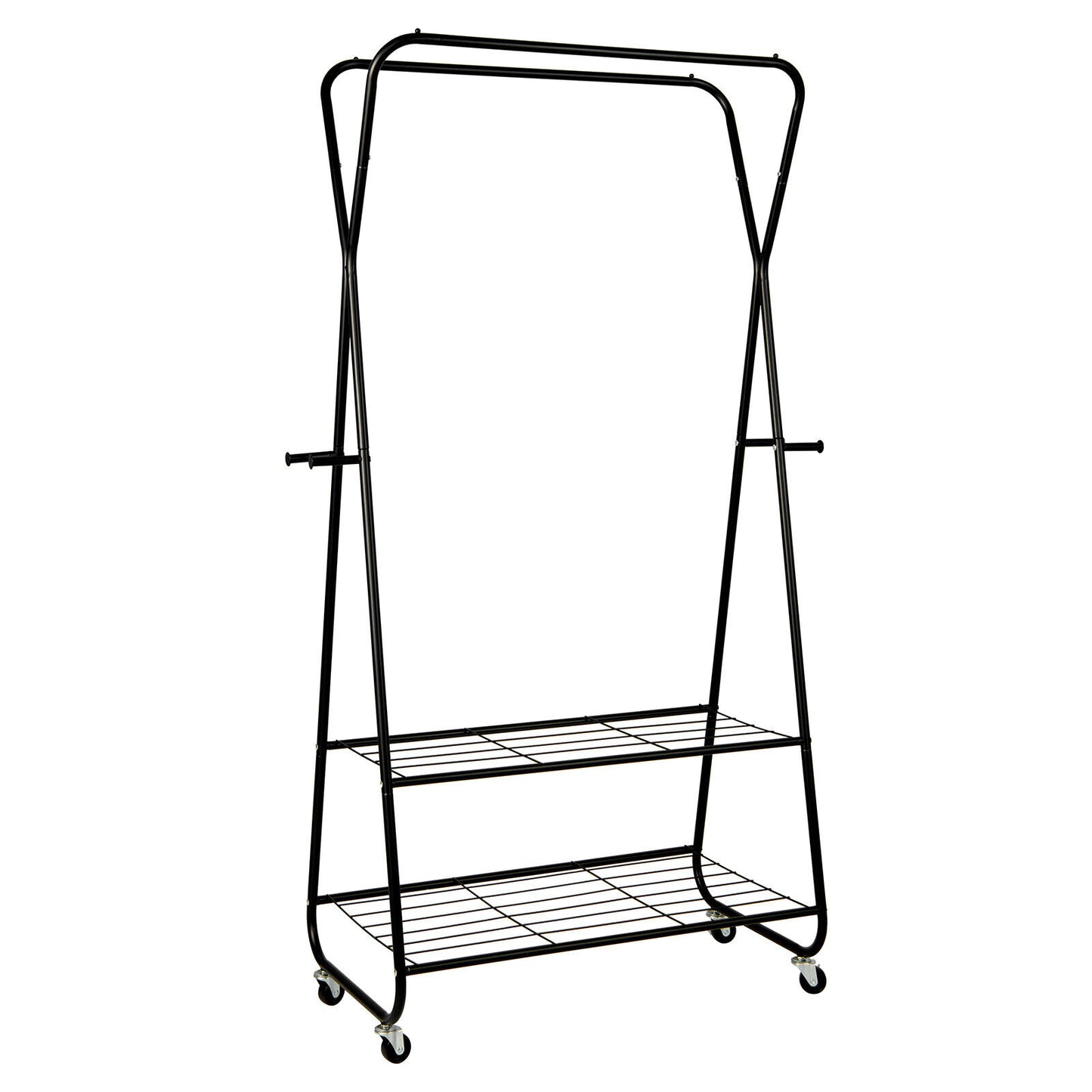 Rolling Heavy Duty Clothes Rack with Shelves and Hanging Rods