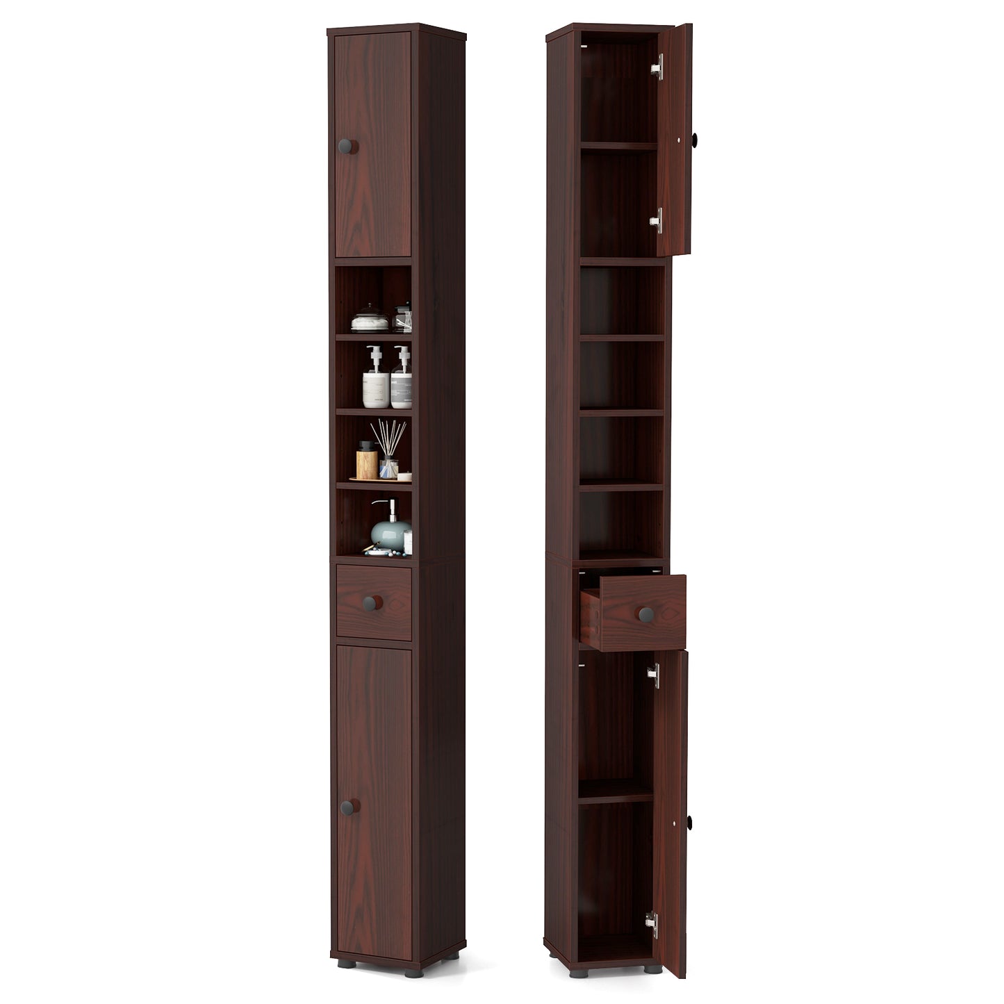 71 Inch Tall Freestanding Storage Cabinet with Adjustable Shelves and Anti-Tipping Device