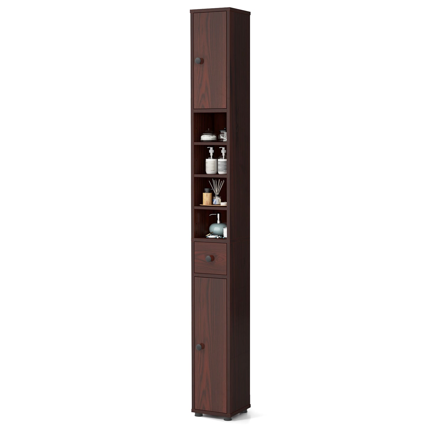 71 Inch Tall Freestanding Storage Cabinet with Adjustable Shelves and Anti-Tipping Device