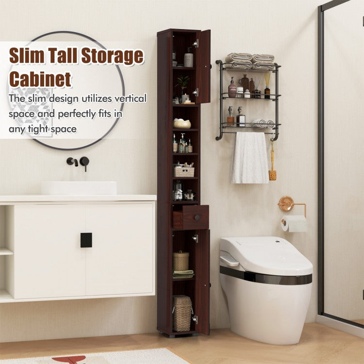 71 Inch Tall Freestanding Storage Cabinet with Adjustable Shelves and Anti-Tipping Device