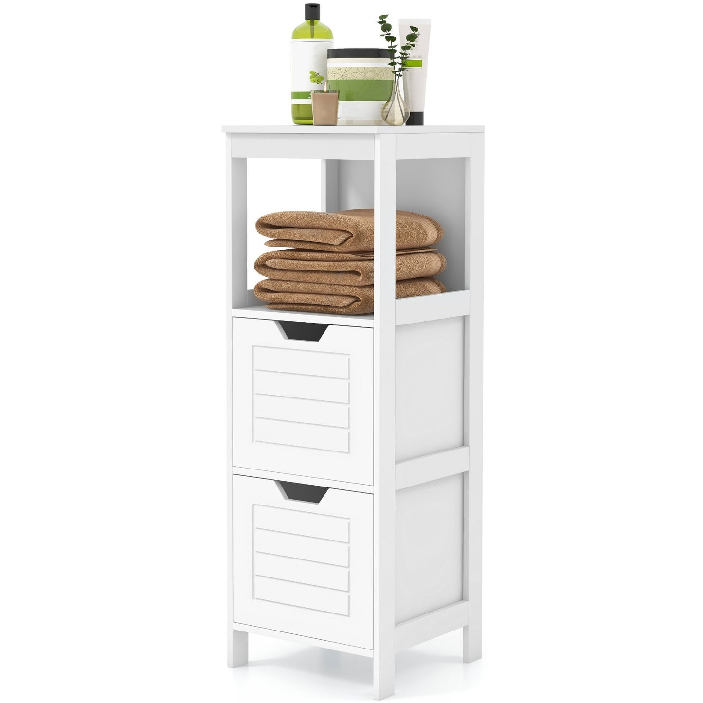 Elegant Wooden Bathroom Floor Cabinet with Multifunctional Storage & Organizer