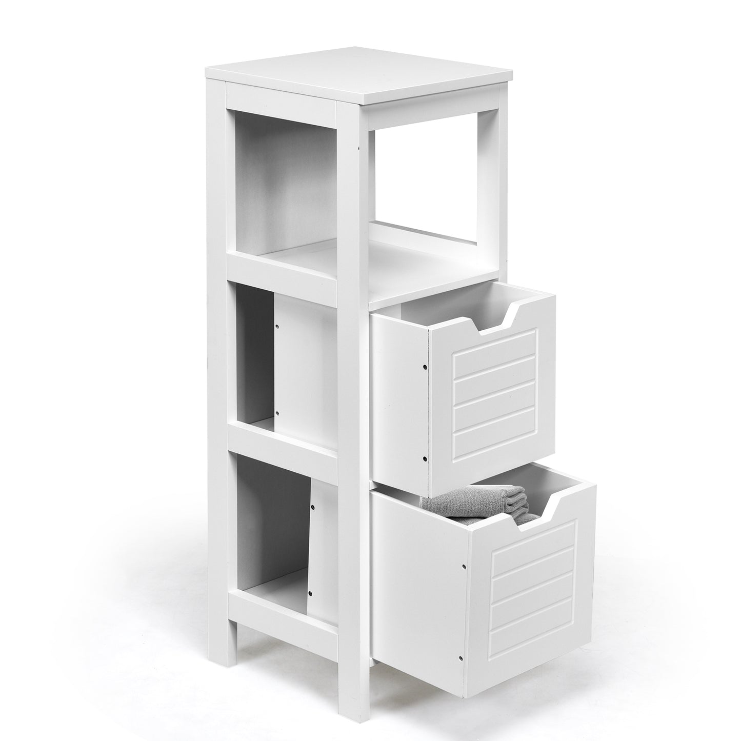 Elegant Wooden Bathroom Floor Cabinet with Multifunctional Storage & Organizer