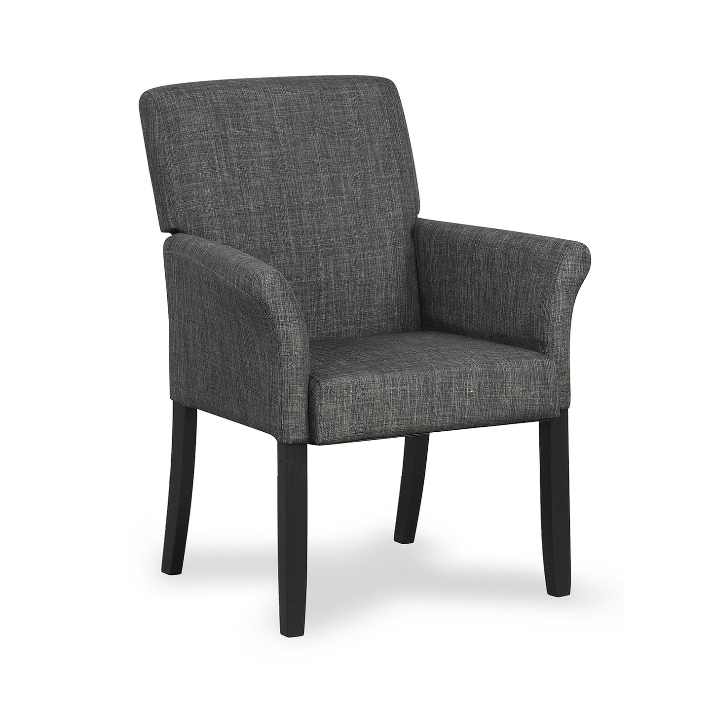 Modern Upholstered Guest Armchair with Curved Back and Solid Rubber Wood Legs in Grey