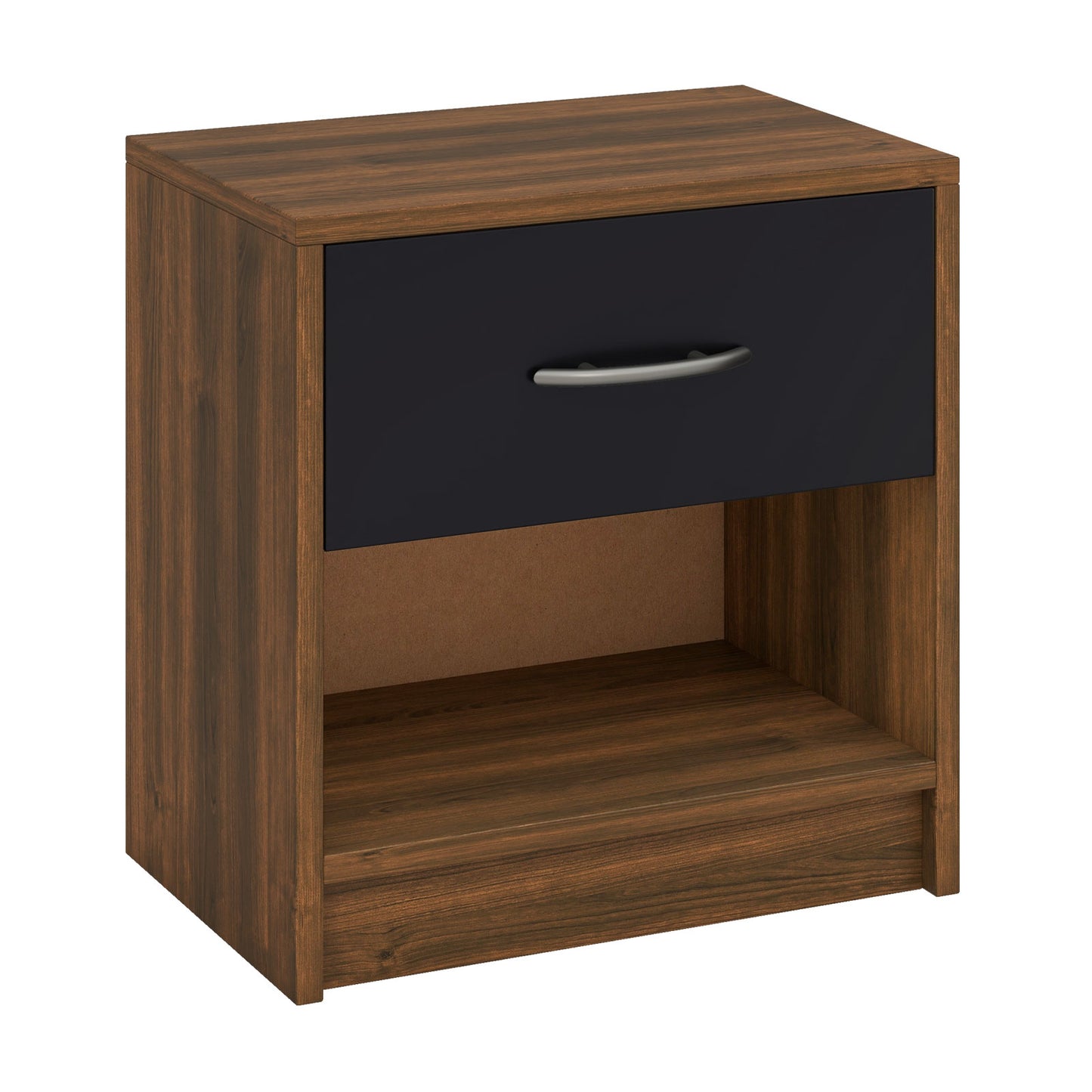 Nightstand with Drawer and Open Shelf for Bedroom or Living Room - Brown