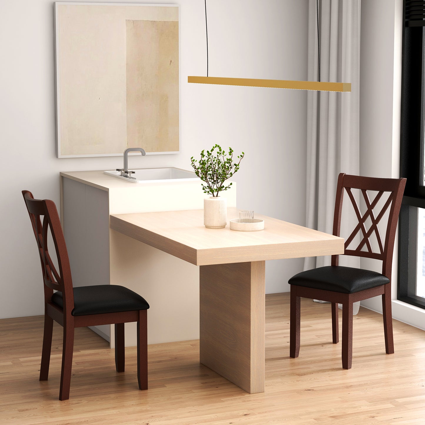 Ergonomic Dining Chairs with Padded Seat and Backrest for Comfort, Set of 2