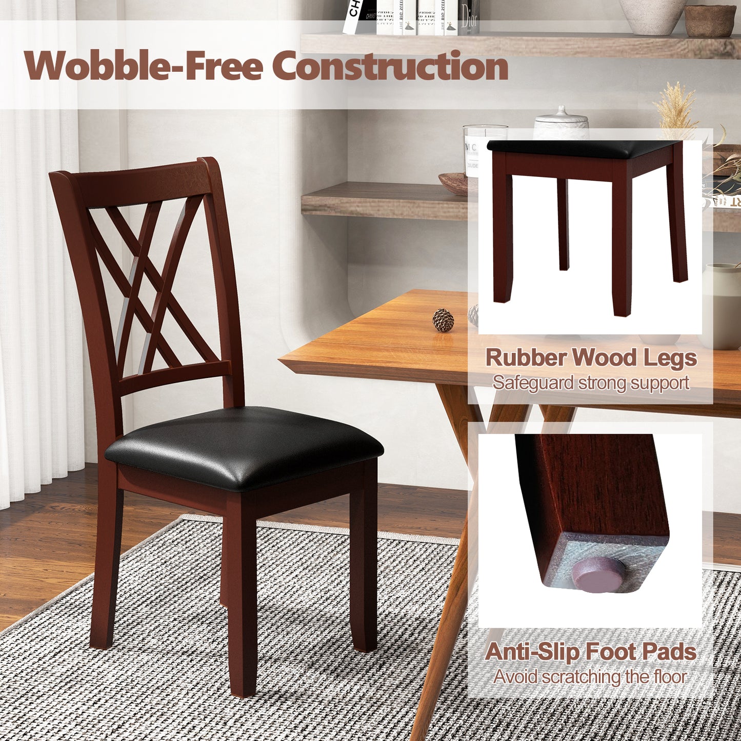 Ergonomic Dining Chairs with Padded Seat and Backrest for Comfort, Set of 2