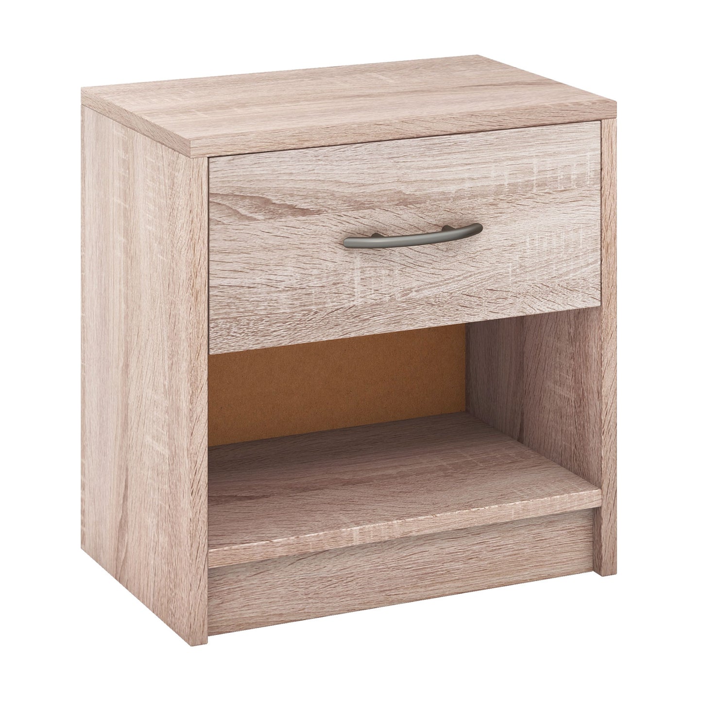 Nightstand with Drawer and Open Shelf for Bedroom or Living Room - Natural