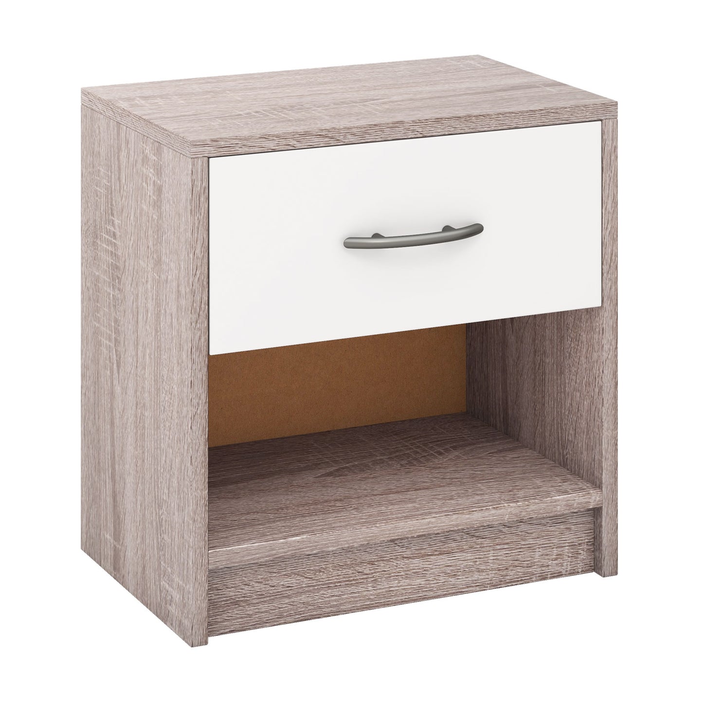 Nightstand with Drawer and Open Shelf for Bedroom or Living Room - Light Grey