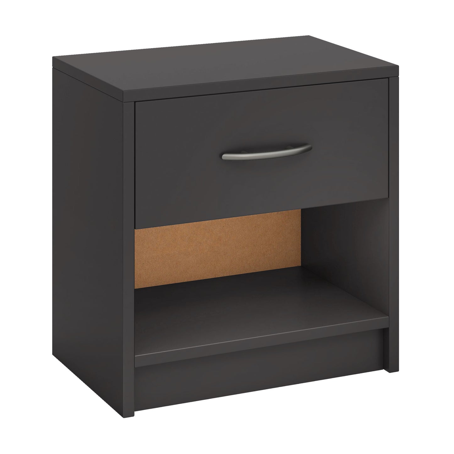 Nightstand with Drawer and Open Shelf for Bedroom or Living Room - Grey
