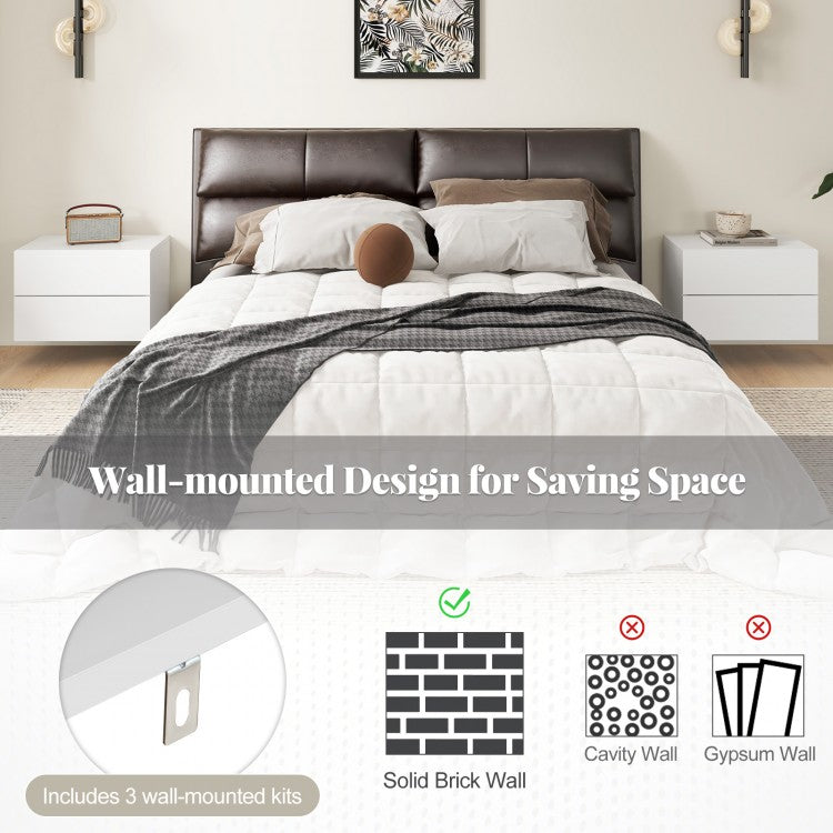 Wall Mounted Nightstand with 2 Drawers and Storage Shelf in White