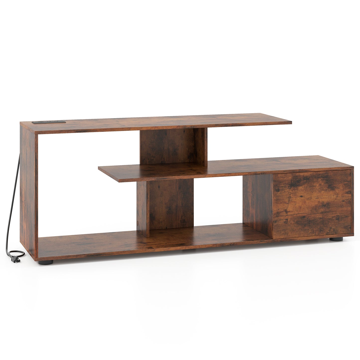 60 Inch Entertainment Center TV Stand with Built-in Power Outlet Supports TVs up to 55 Inches