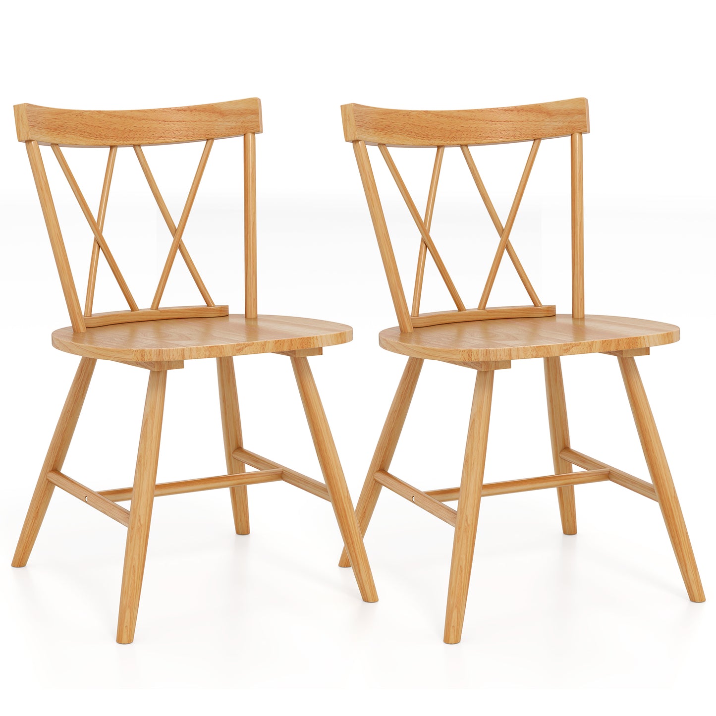 Farmhouse Dining Chairs with Solid Rubber Wood Frame Set of 2 Natural