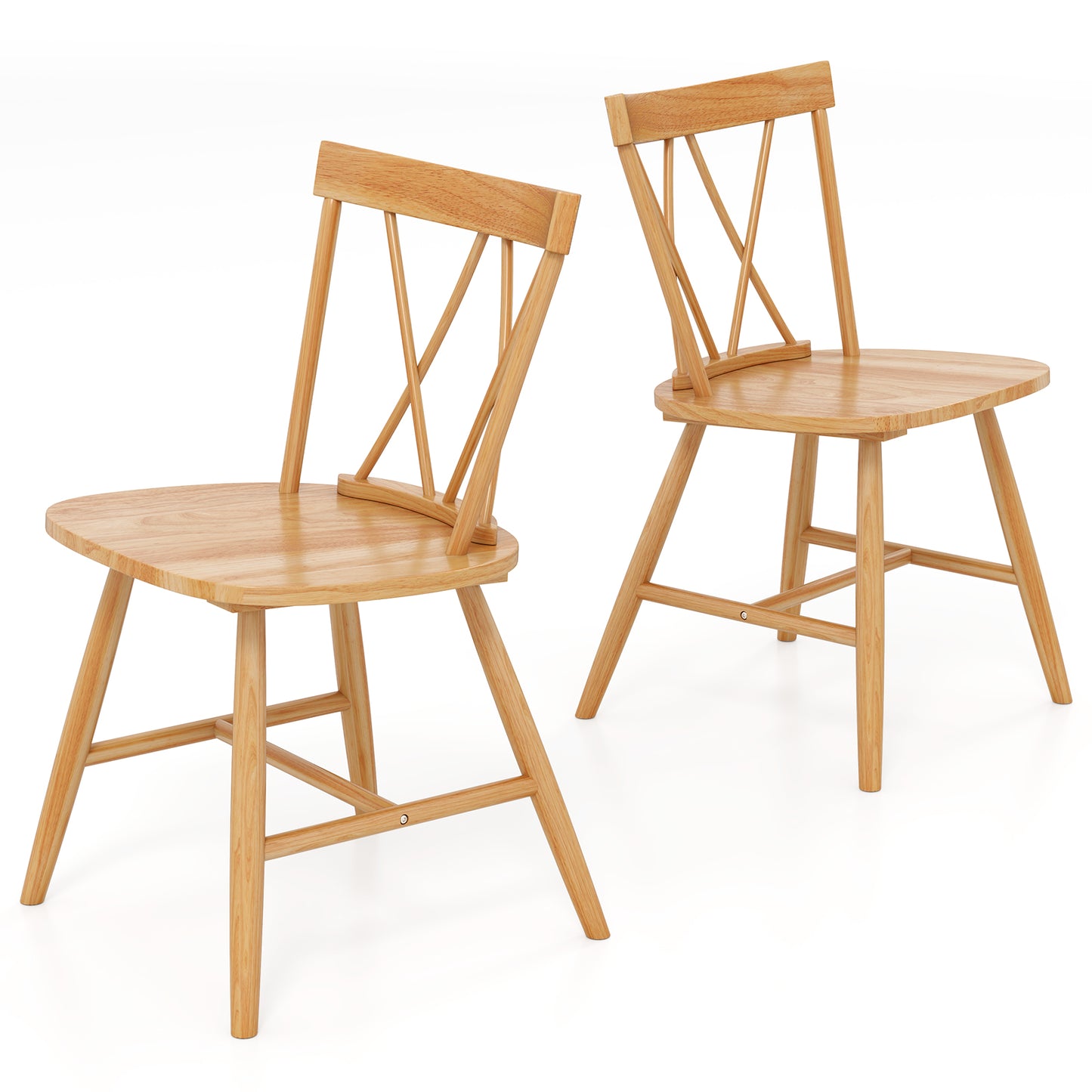 Farmhouse Dining Chairs with Solid Rubber Wood Frame Set of 2 Natural