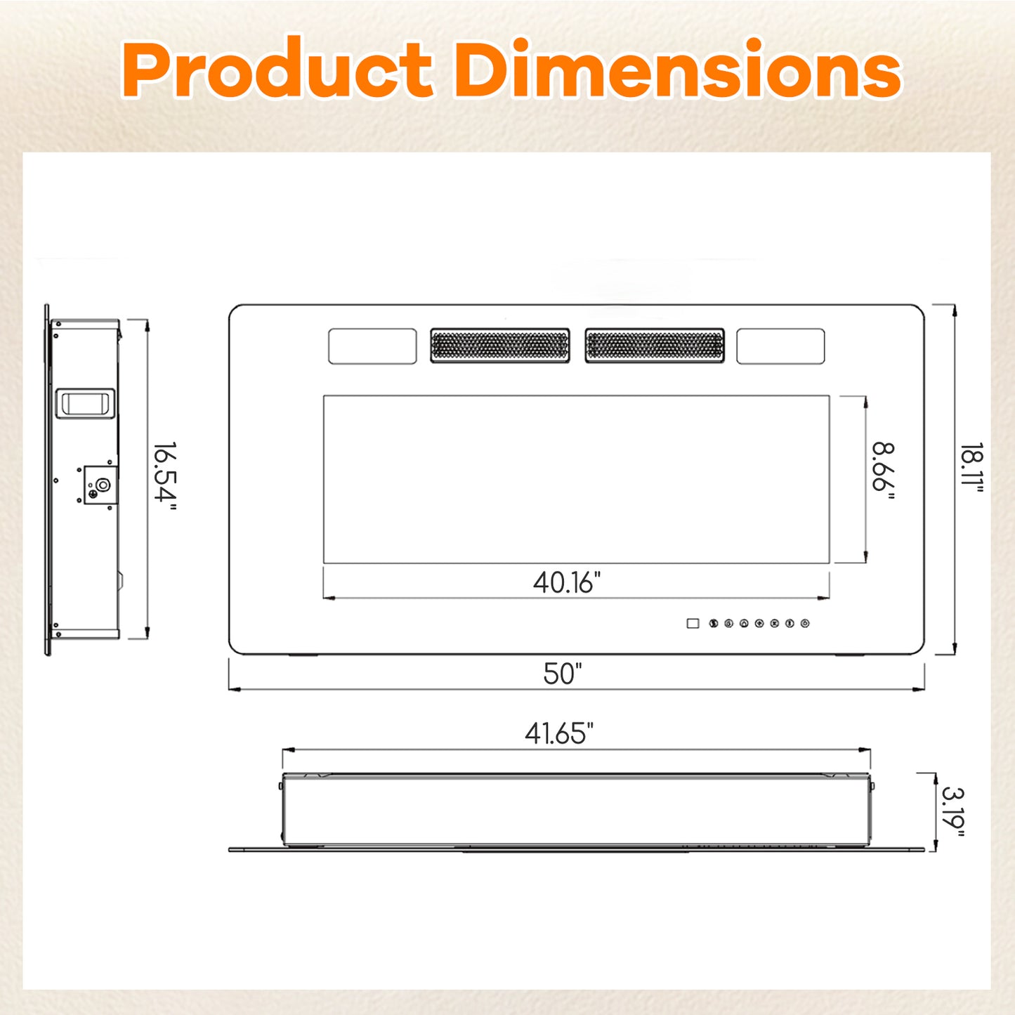 50/60/72 Inch Ultra-Thin Electric Fireplace with Decorative Crystals & Smart App Control