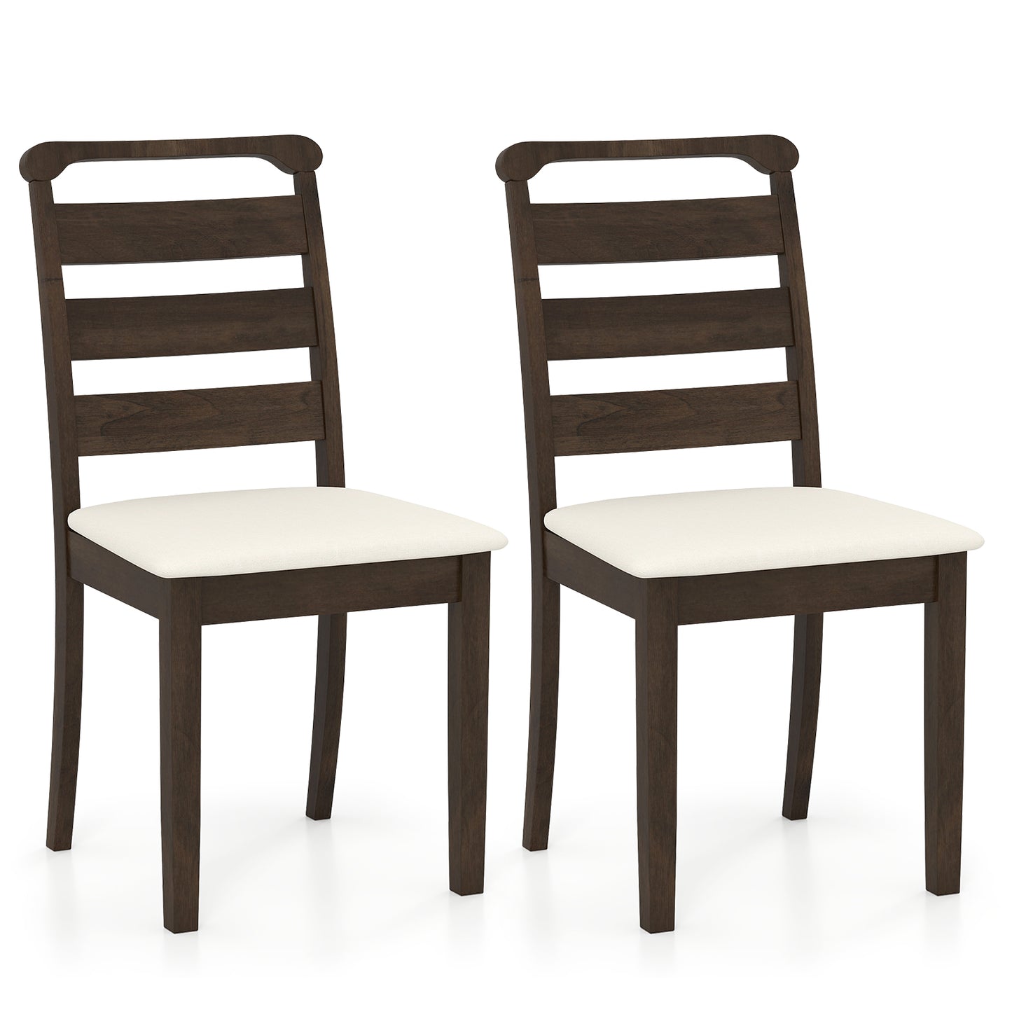 Wooden Dining Chairs with Plush Polyester Upholstery Comfortable Seating Set of 2