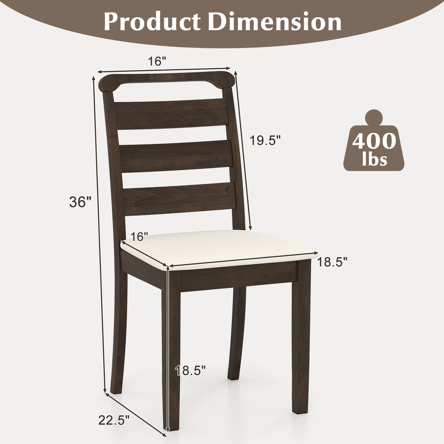 Wooden Dining Chairs with Plush Polyester Upholstery Comfortable Seating Set of 2