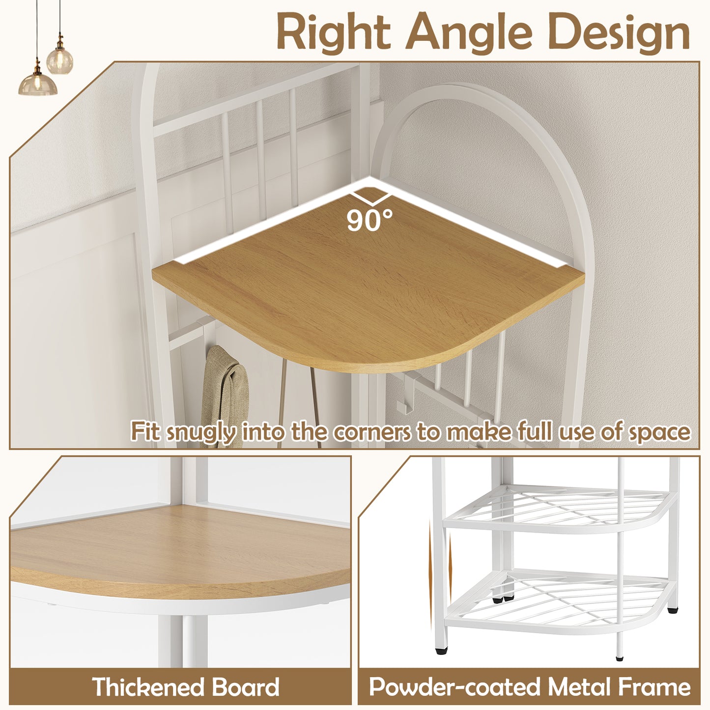 4-in-1 Corner Hall Tree with Coat Rack Shoe Storage Bench and Top Shelf - Natural