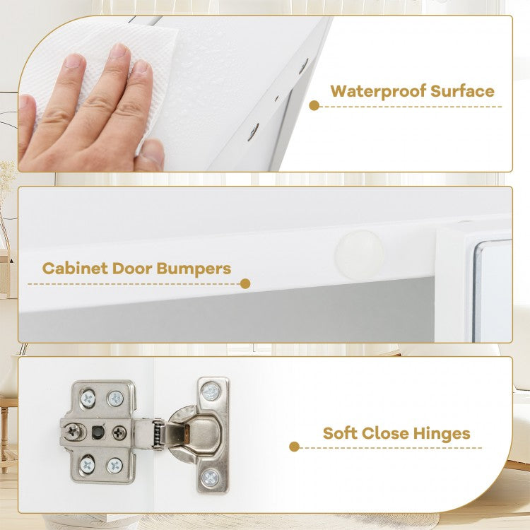 Wall-Mounted Double Door Medicine Cabinet with Mirror & Adjustable Shelves