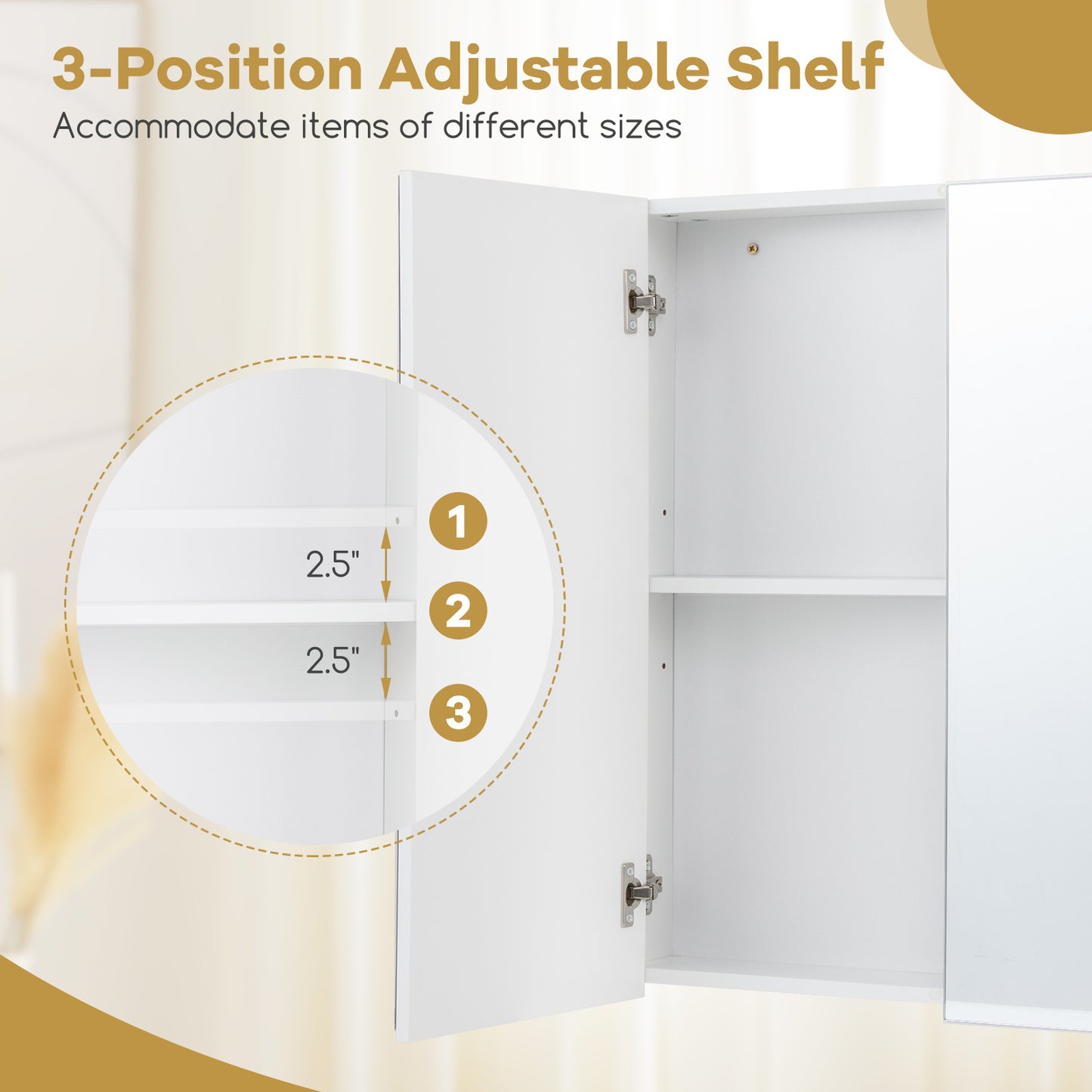 Wall-Mounted Double Door Medicine Cabinet with Mirror & Adjustable Shelves