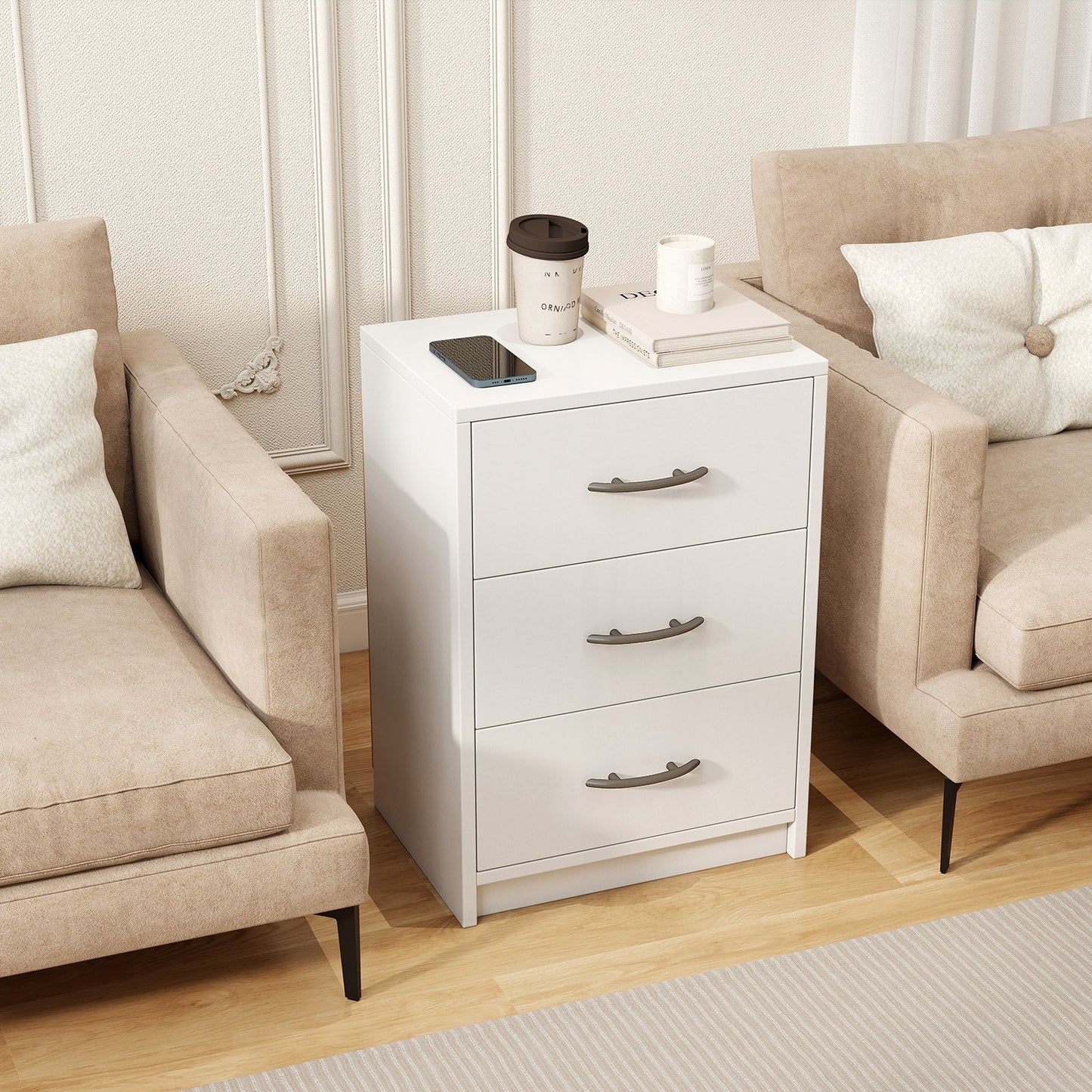 3-Drawer Nightstand with Storage for Bedroom and Living Room