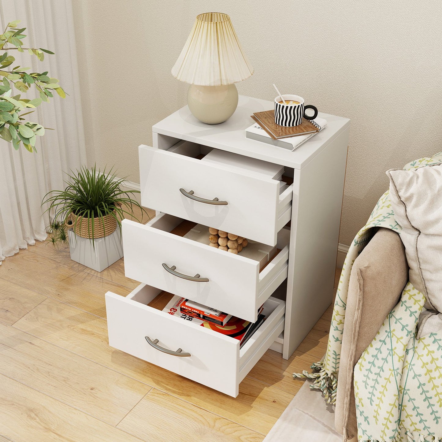 3-Drawer Nightstand with Storage for Bedroom and Living Room