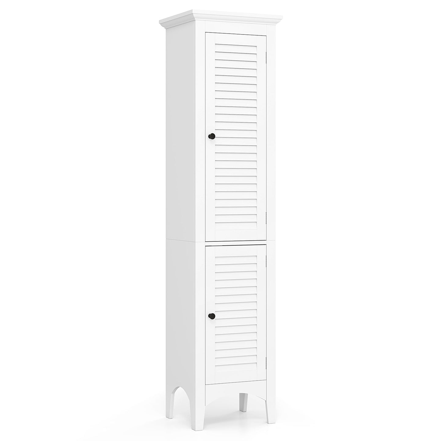 5-Shelf Tall Narrow Storage Cabinet with Louvered Doors