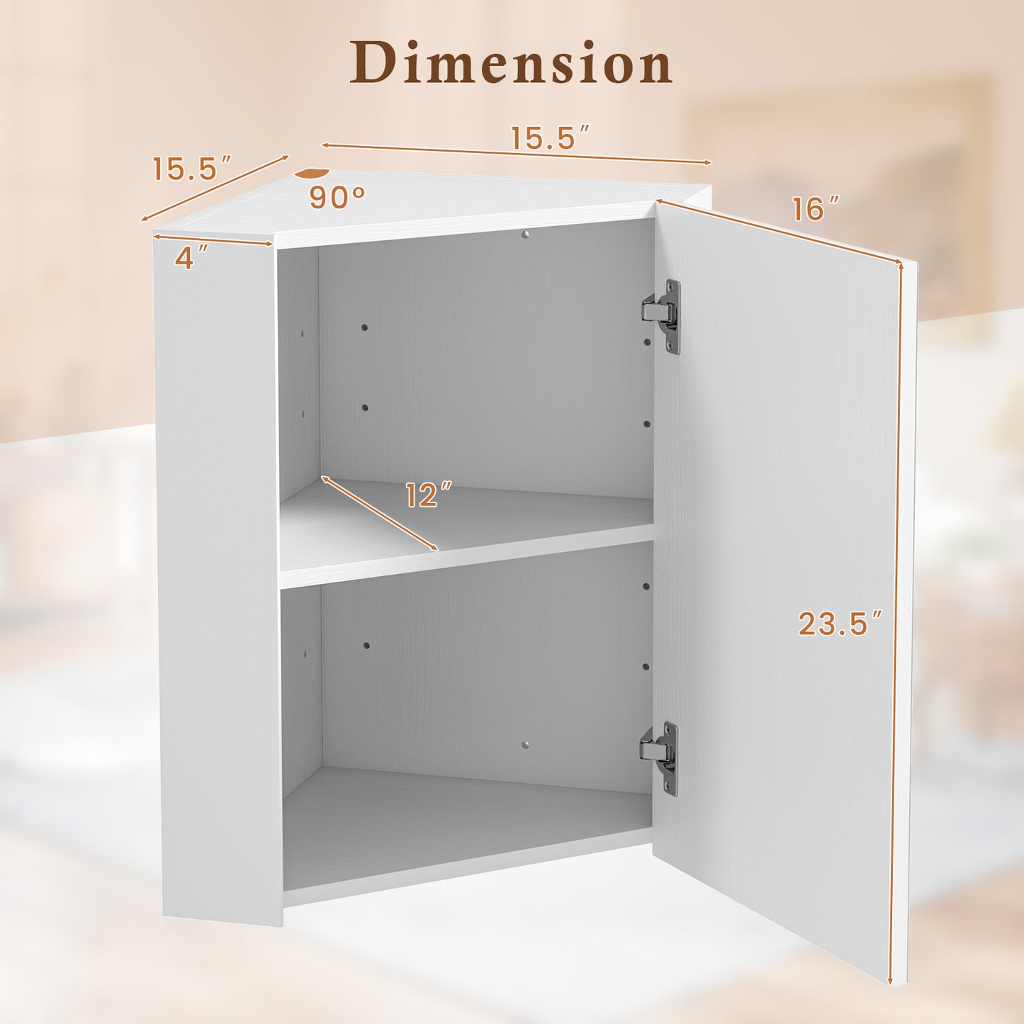 Space-Saving Corner Medicine Cabinet with Mirror Door & Adjustable Shelf for Bathroom - White