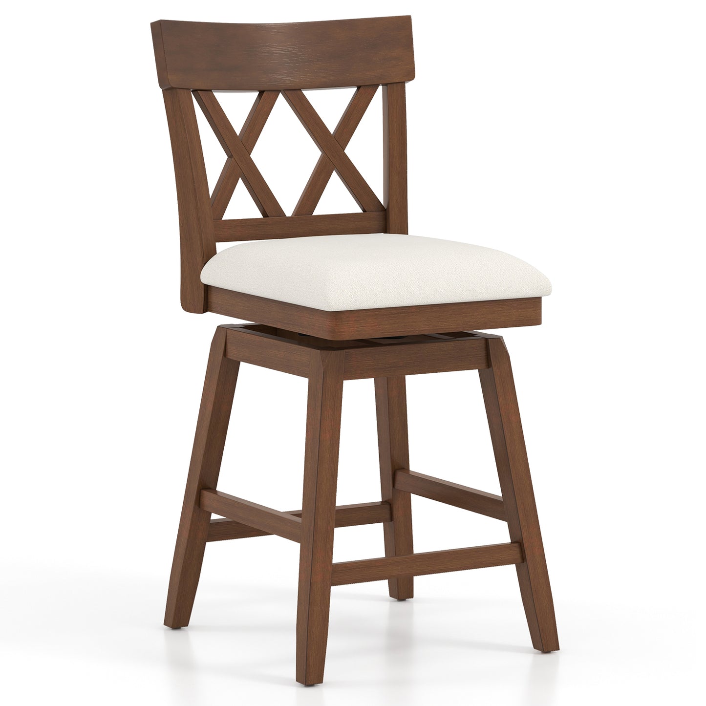 Swivel Bar Stool with Padded Seat and Ergonomic Backrest for Kitchen or Dining Space Brown 26 Inch