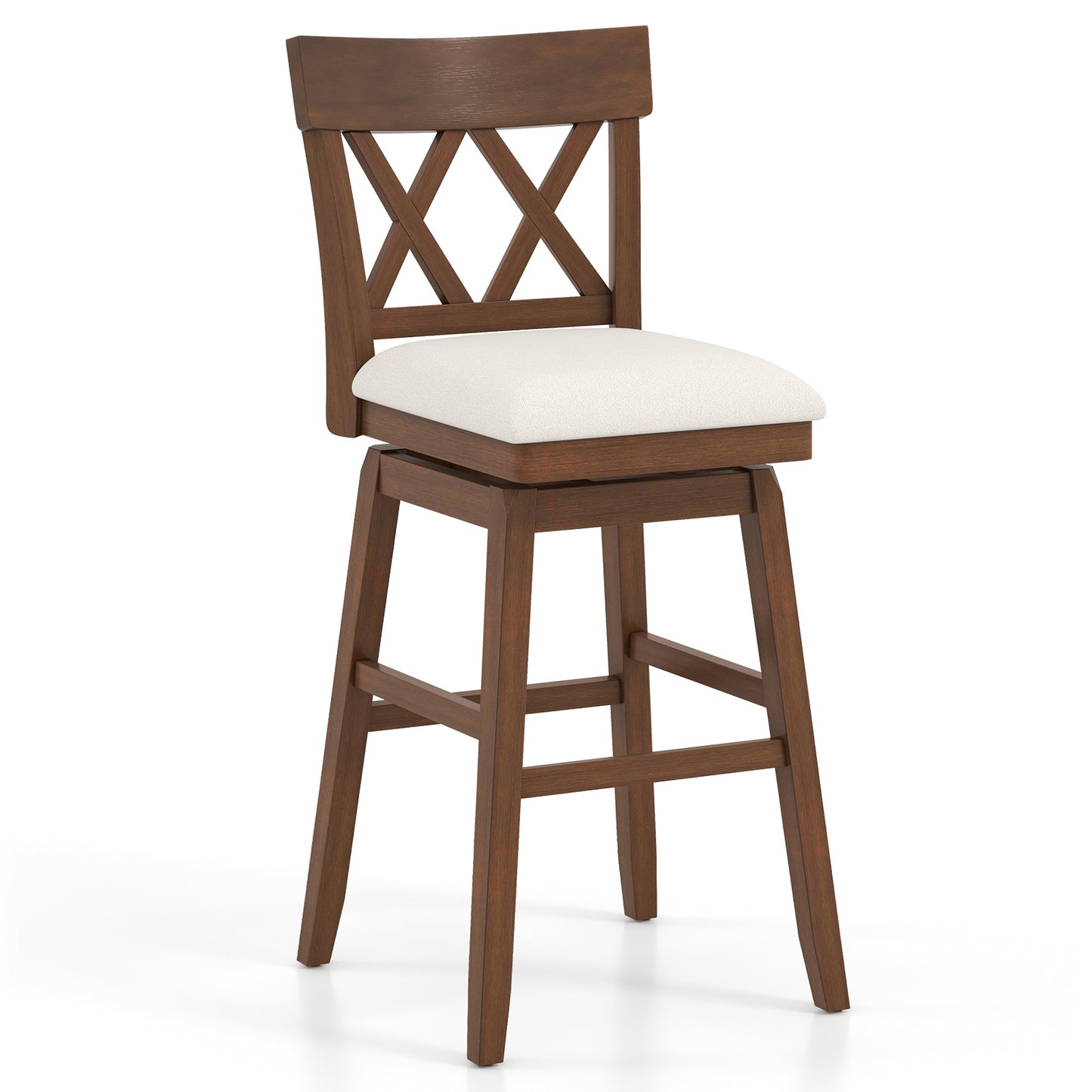 Swivel Bar Stool with Padded Seat and Ergonomic Backrest for Kitchen or Dining Space Brown 31 Inch