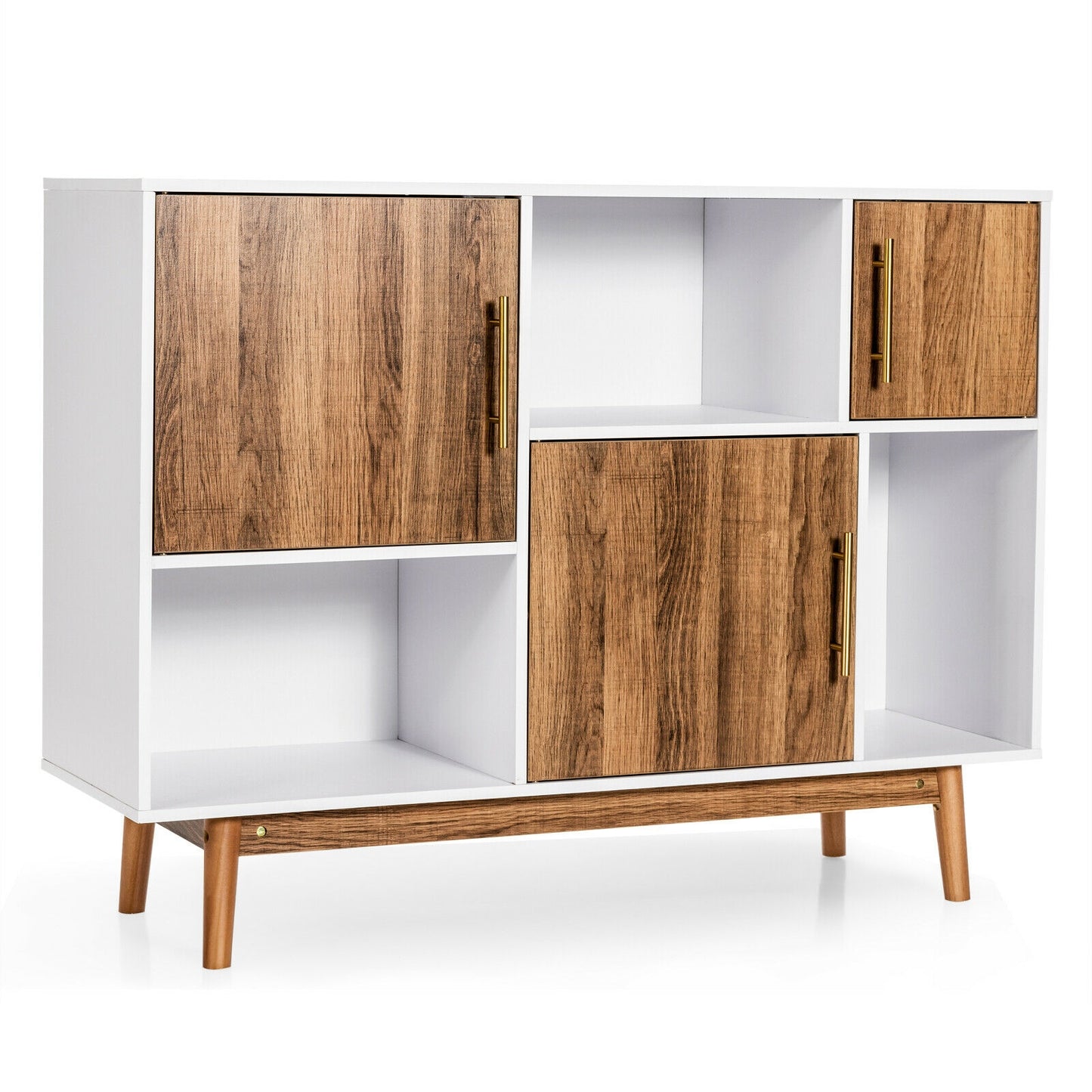Contemporary Sideboard with 6 Storage Compartments and Cabinet Doors