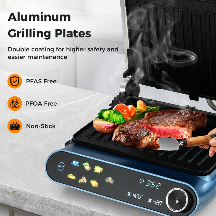 1200W Panini Press Grill with 7 Grilling Modes & LED Display